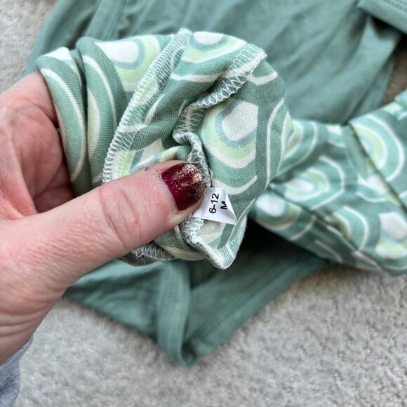 Kate Quinn sage green bamboo kimono bodysuit and rainbow booties - Picture 3 of 6